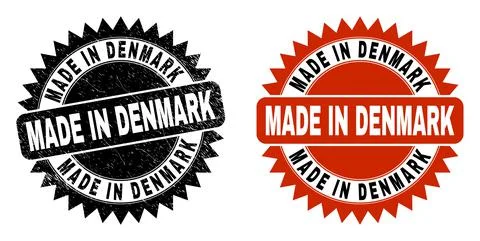 MADE IN DENMARK Black Rosette Watermark with Corroded Texture Stock Illustration