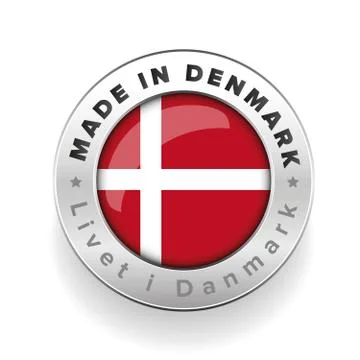 Made in Denmark button with danish translation Stock Illustration