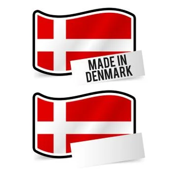 Made in Denmark Flag and white empty Paper. Esp10 Vector. Stock Illustration