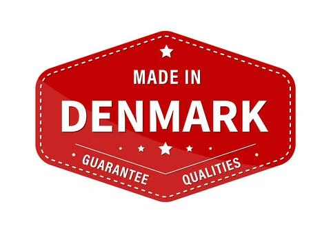 MADE IN DENMARK, guarantee quality. Label, sticker or trademark. Vector illus Stock Illustration