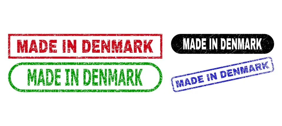 MADE IN DENMARK Rectangle Watermarks with Unclean Surface Illustrazione stock