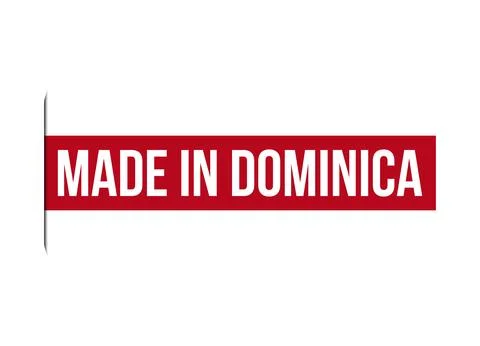 Made in Dominica red vector banner illustration isolated on white background Stock Illustration