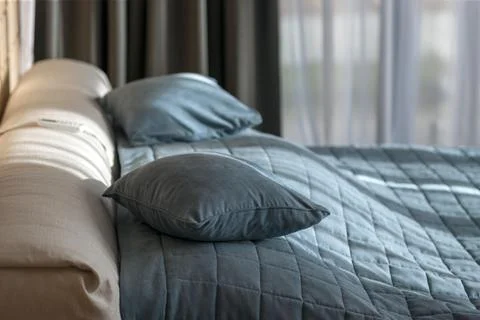 Made up double bed Foto stock