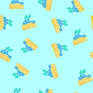 Made eco friendly factory vector seamless pattern 库存插图