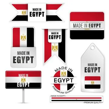 Made in Egypt graphics and labels set. Stock Illustration