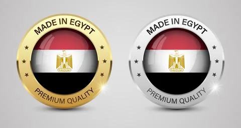 Made in Egypt graphics and labels set. Stock Illustration