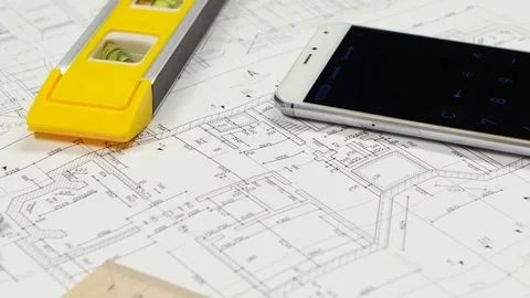 Made engineer corrects errors on the pencil drawing. Close up Stock-Footage 73674209