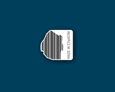 "Made in Eswatini" barcode map sticker Stock Illustration