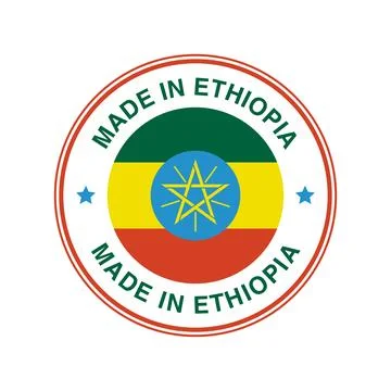 Made in Ethiopia Circle Stamp with Flag Template イラスト素材