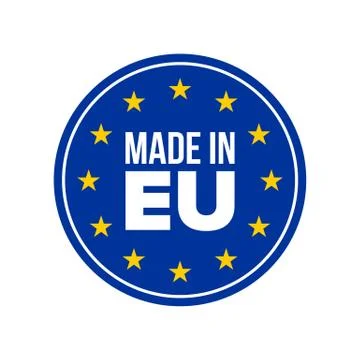 Made in EU quality label. Vector made in Europe seal, EU stars blue round war Illustrazione stock