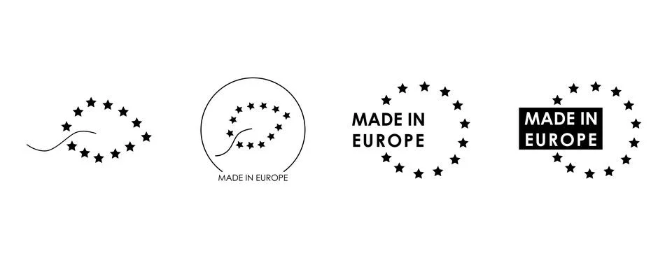 Made in Europe logo pack. Vector stock graphic illustration set isolated on Stock Illustration