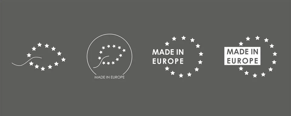 Made in Europe logo pack. Vector stock graphic illustration set isolated on Stock Illustration