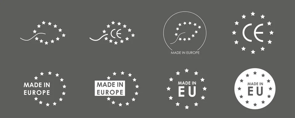 Made in Europe logo pack. Vector stock graphic illustration set isolated on Stock Illustration