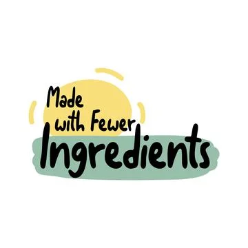 Made with fewer ingredients, product solution label Stock Illustration