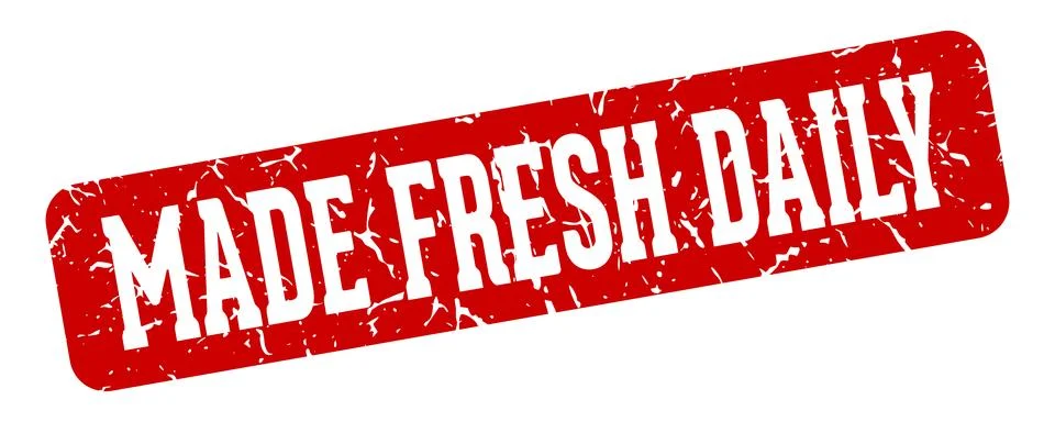 Made fresh daily rectangular sign. made fresh daily stamp Stock Illustration