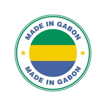 Made in Gabon Circle Stamp with Flag Template イラスト素材