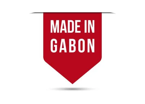Made in Gabon red vector banner illustration isolated on white background Stock Illustration