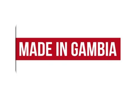 Made in Gambia red vector banner illustration isolated on white background Stock Illustration