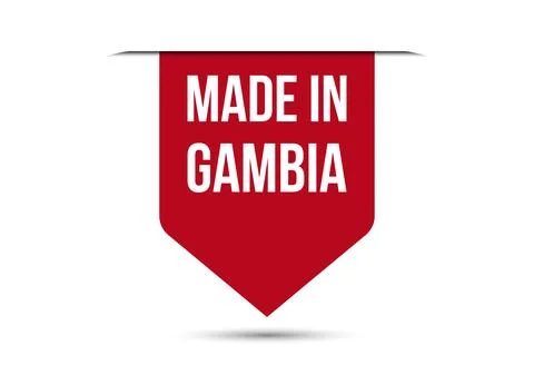 Made in Gambia red vector banner illustration isolated on white background Stock Illustration