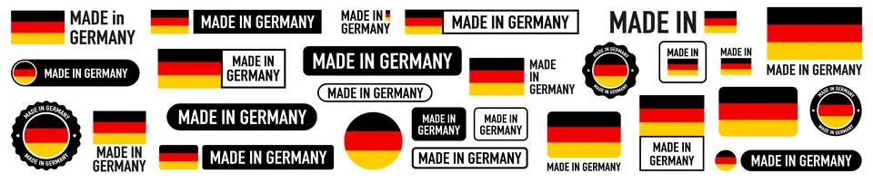 Made in Germany badges and emblems of set collection illustrations. Stock Illustration