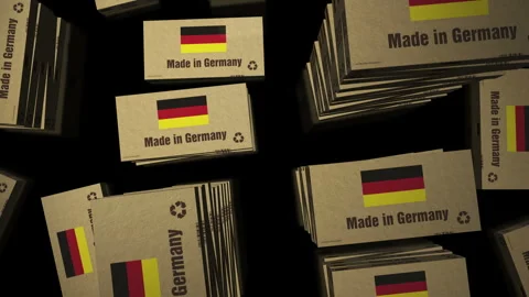 Made in Germany box pack loop Stock Footage 337093378