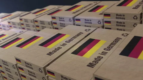 Made in Germany box pack production loopable seamless Stock Footage 337093082