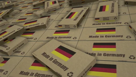 Made in Germany box pack production loopable seamless Stock Footage 337093140