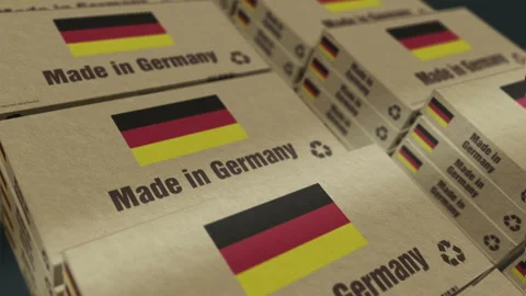 Made in Germany box pack production loopable seamless Stock Footage 337093144