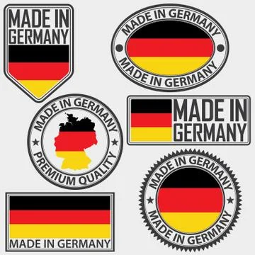 Made in Germany label set with flag, vector illustration Illustrazione stock