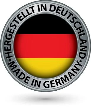 Made in Germany silver label with flag, vector illustration Stock Illustration