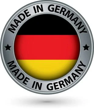 Made in Germany silver label with flag, vector illustration Stock-Illustration