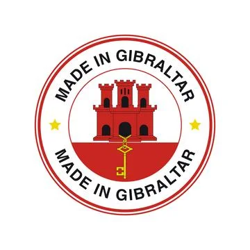 Made in Gibraltar Circle Stamp with Flag Template Stock Illustration