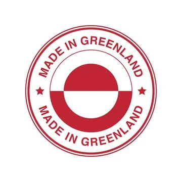 Made in Greenland Circle Stamp with Flag Template イラスト素材