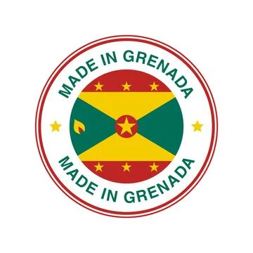 Made in Grenada Circle Stamp with Flag Template イラスト素材