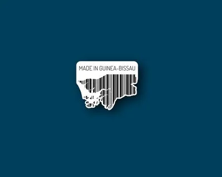 "Made in Guinea-Bissau" barcode map sticker Stock Illustration