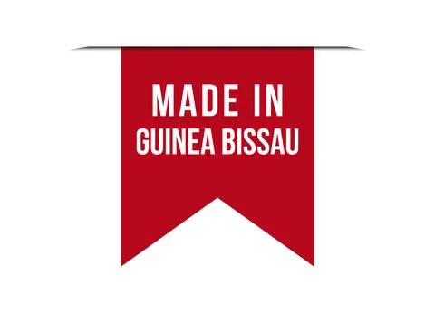 Made in Guinea Bissau red vector banner illustration isolated on white back.. Stock Illustration