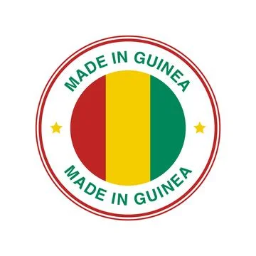 Made in Guinea Circle Stamp with Flag Template イラスト素材