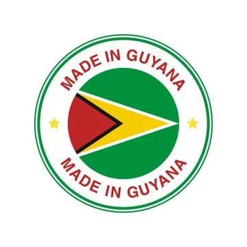 Made in Guyana Circle Stamp with Flag Template Ilustração Stock