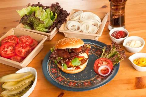 Made hamburger itself Stock Photos