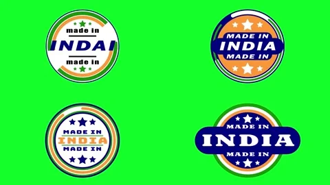 Made in india four different icons in different motion on green screen with.. Stock Footage 314463488