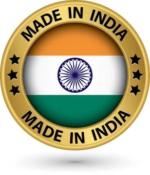 Made in India gold label, vector illustration Illustrazione stock