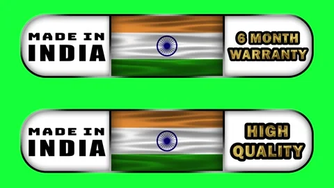 Made in india with waving national flag, 6 month, 1 year and 2 year warrant.. Stock Footage 314463501