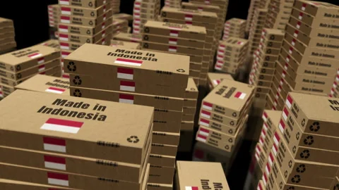Made in Indonesia box pack loop Stock Footage 322182255