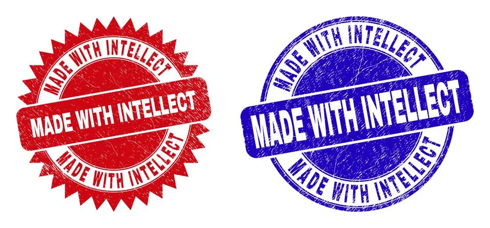 MADE WITH INTELLECT Rounded and Rosette Watermarks with Unclean Surface Stock Illustration