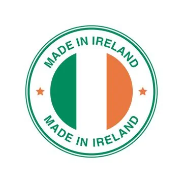 Made in Ireland Circle Stamp with Flag Template イラスト素材