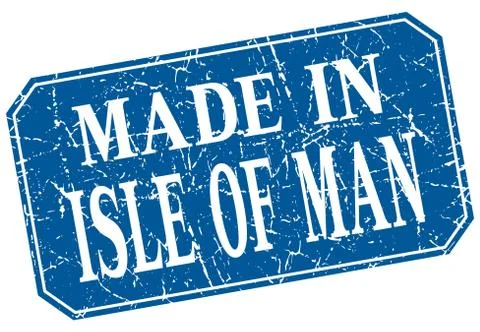 Made in Isle Of Man blue square grunge stamp Stock Illustration