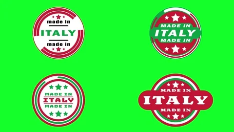 Made in italy animation icon set on green screen with four different style. Stock Footage 314463491
