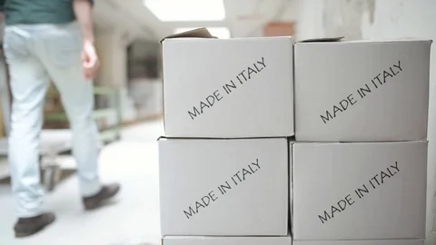 "Made in Italy" Boxes Stock Footage 90086523