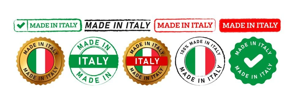 Made in italy rectangle circle stamp seal badge sign for logo country Stock Illustration