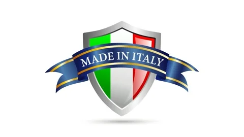 Made in Italy, shield with flag and ribbon with text. 2D animation. Clip foot Stock Footage 139205341